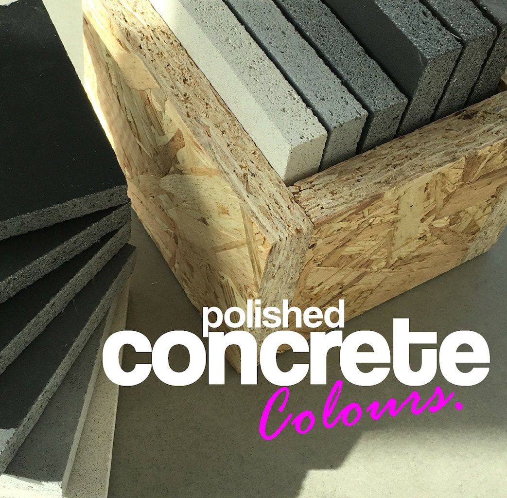 polished concrete samples for worktops, hearths, fire surrounds, sinks, furniture