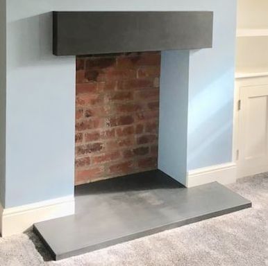 polished concrete hearth and mantel traditional design