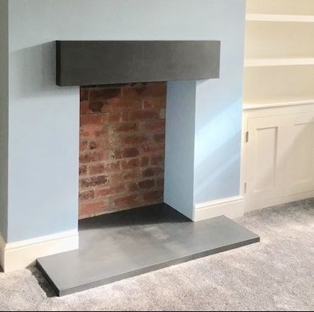 polished concrete hearth and mantel belper